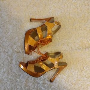 Gold lace up heels